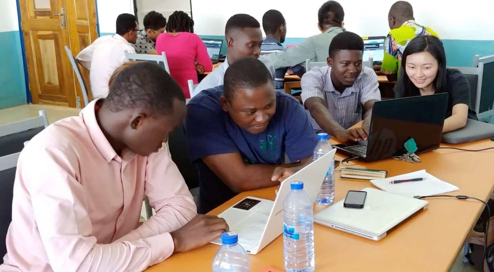 Participants at a technology workshop